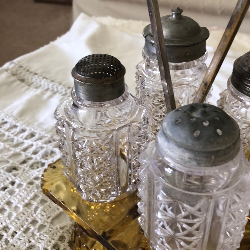 Antique Amber US Glass 1890’s Era Condiments Server - Picture 13 of 14